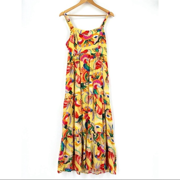 Anthropologie Dresses & Skirts - Farm Rio by Anthropologie Vibrant Yellow Floral Maxi Dress size medium